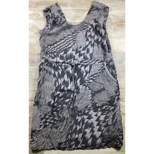 Banana Republic Gray Patterned Silk Blend Dress‎ Women's Medium